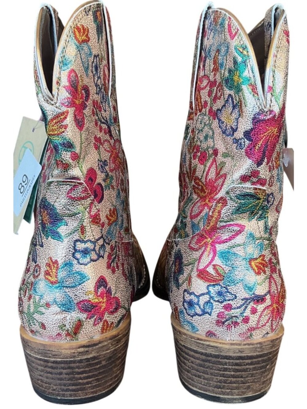 Roper Ingrid Snip Toe Floral Western Booties Size 8 New With Tags - Picture 13 of 16